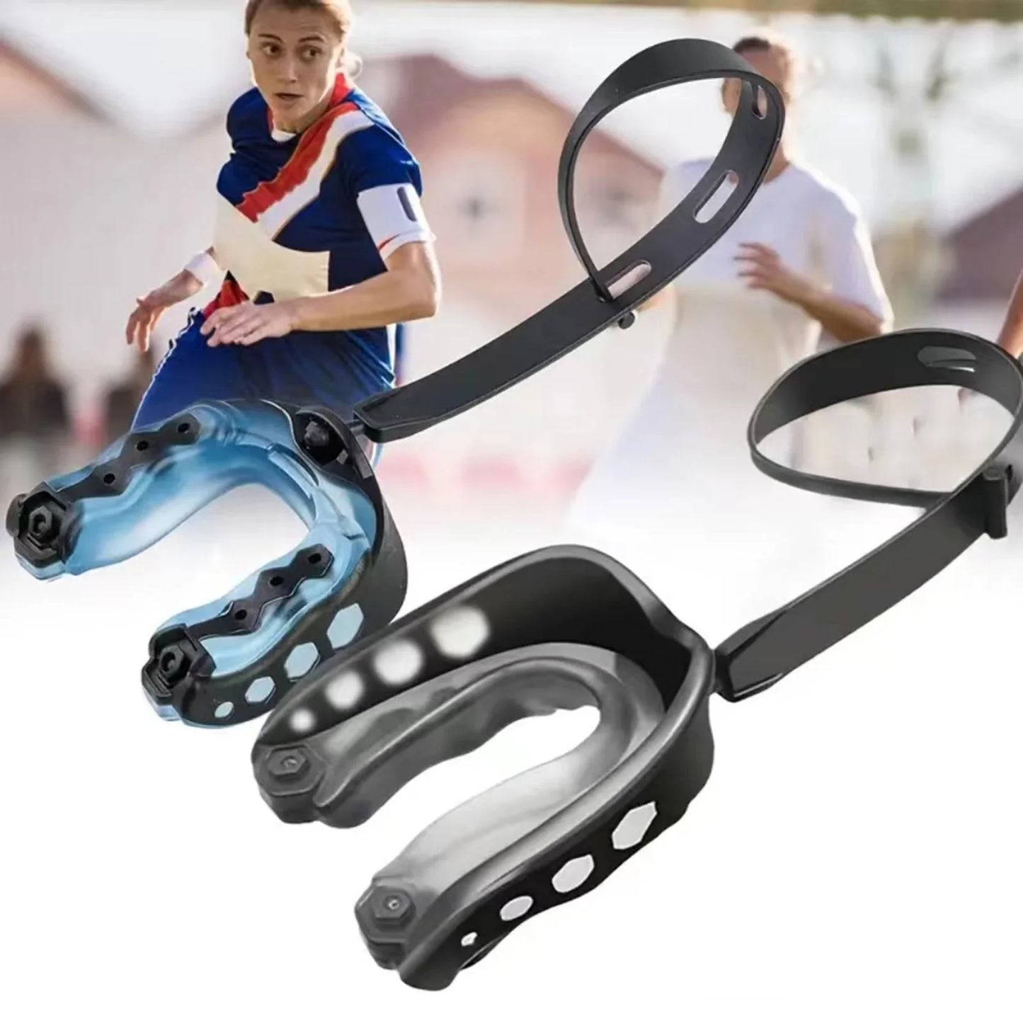 Football Mouth Guard Adult Youth Sports Mouthguard with Strap Football Boxing Mouthpiece for Rugby Lacrosse Hockey