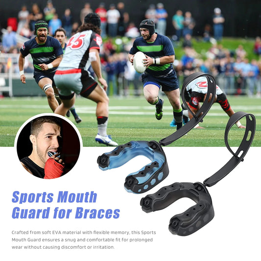 Football Mouth Guard Adult Youth Sports Mouthguard with Strap Football Boxing Mouthpiece for Rugby Lacrosse Hockey